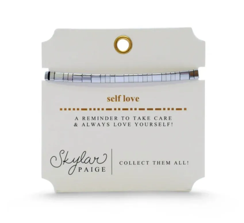 - SELF LOVE - Morse Code Tila Beaded Bracelet - Soulful Silver
