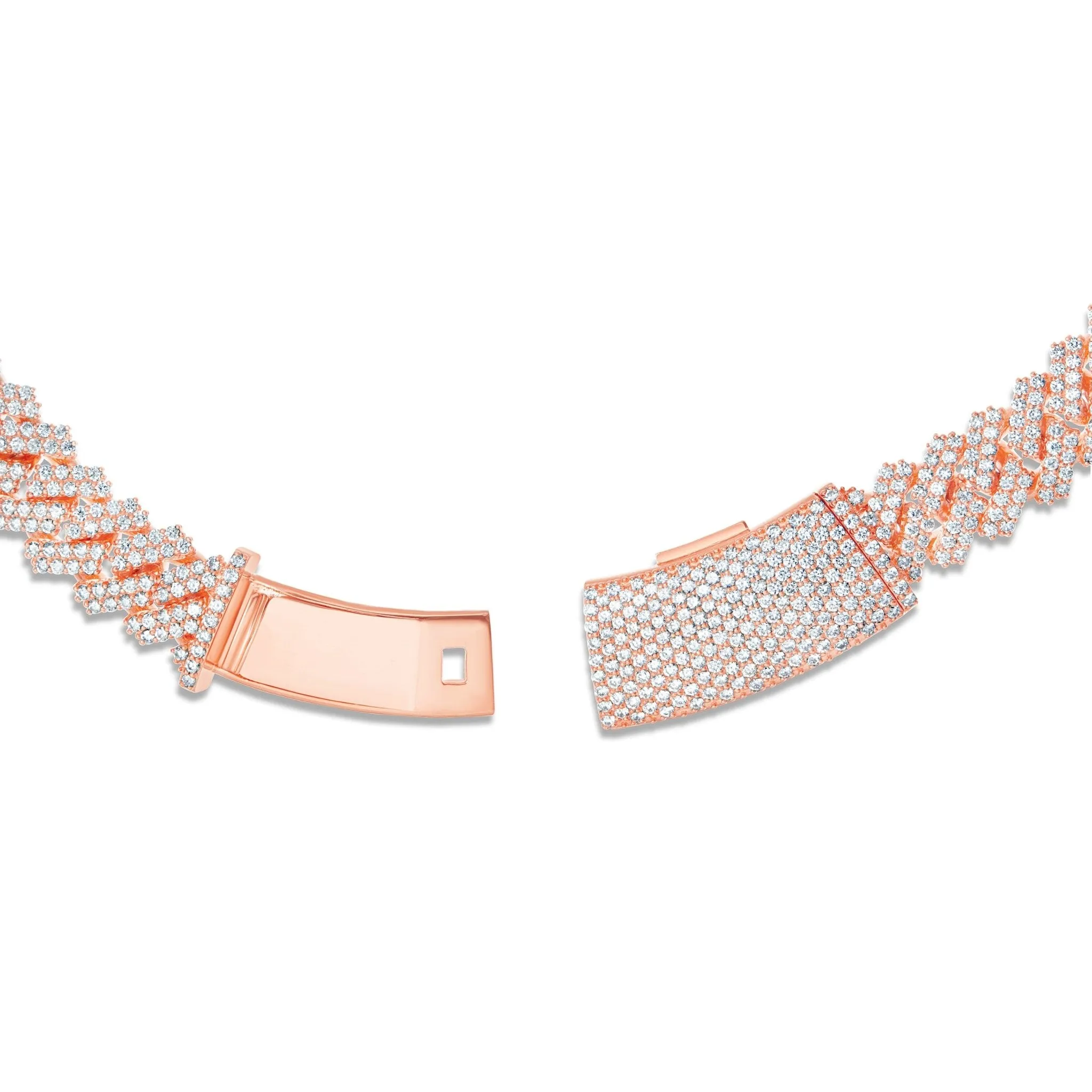 10K Gold 40.44ctw Prongset Diamond 15mm Cuban Chain