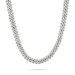 10K White Gold 18.20ctw Prongset Diamond 10.5mm Cuban Chain