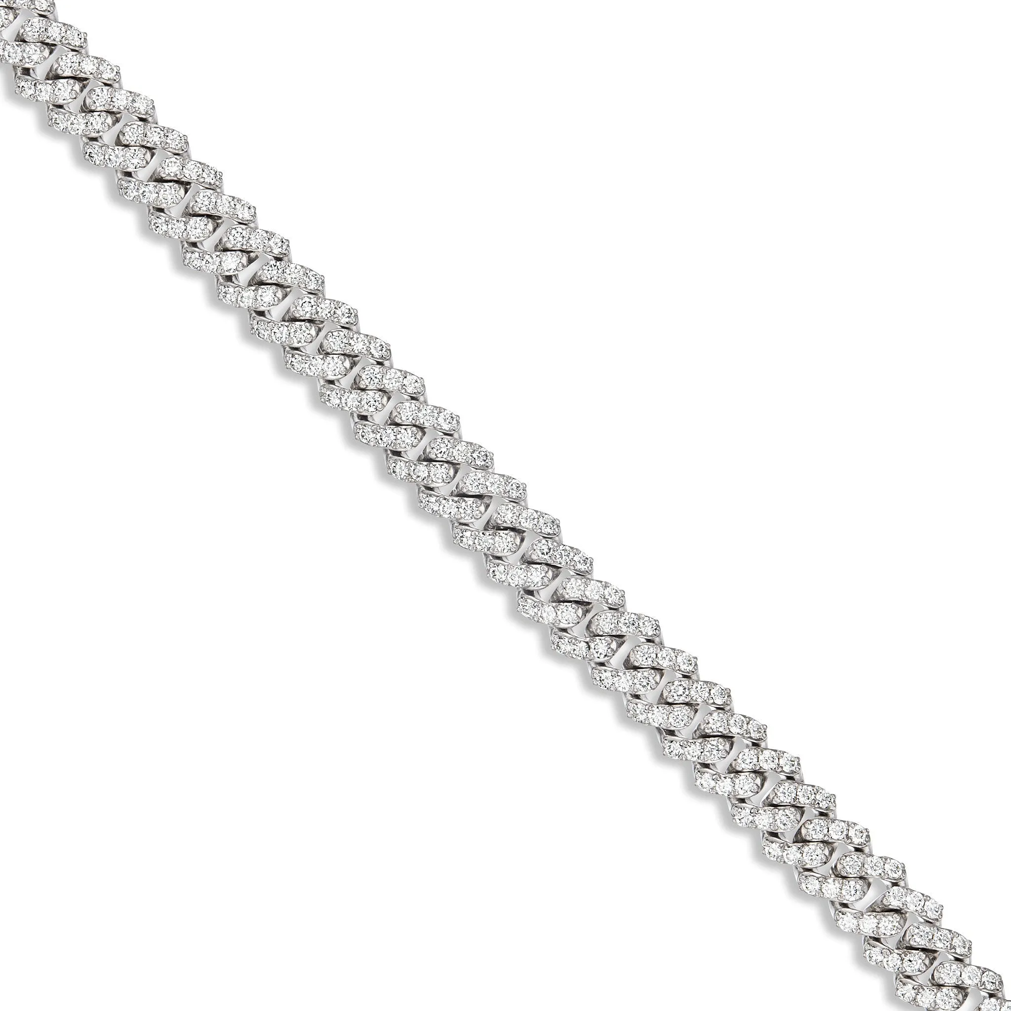 10K White Gold 18.20ctw Prongset Diamond 10.5mm Cuban Chain