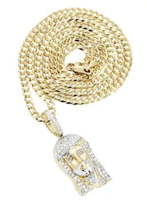 10K Yellow Gold Jesus Head Diamond Necklace  | 0.56 Carats