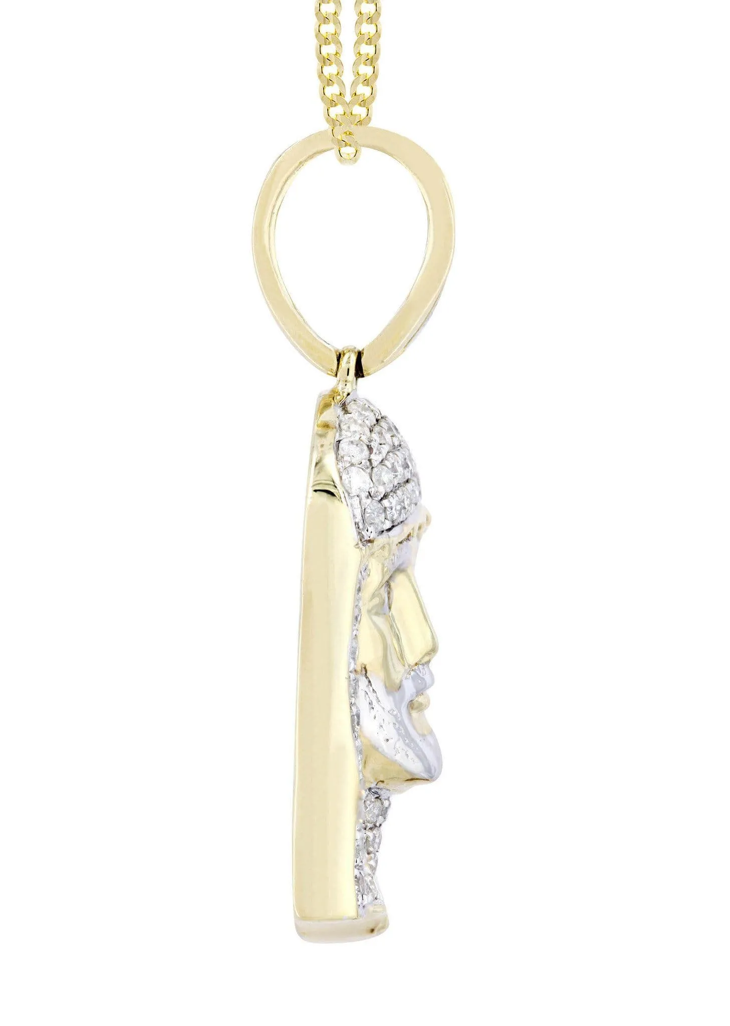 10K Yellow Gold Jesus Head Diamond Necklace  | 0.56 Carats
