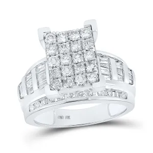 10kt White Gold Square Diamond Cluster Ring 1-1/2 Cttw