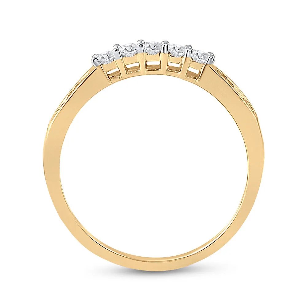 10kt Yellow Gold Princess Diamond Bridal Wedding Ring Band Set 1 Cttw - Size 5