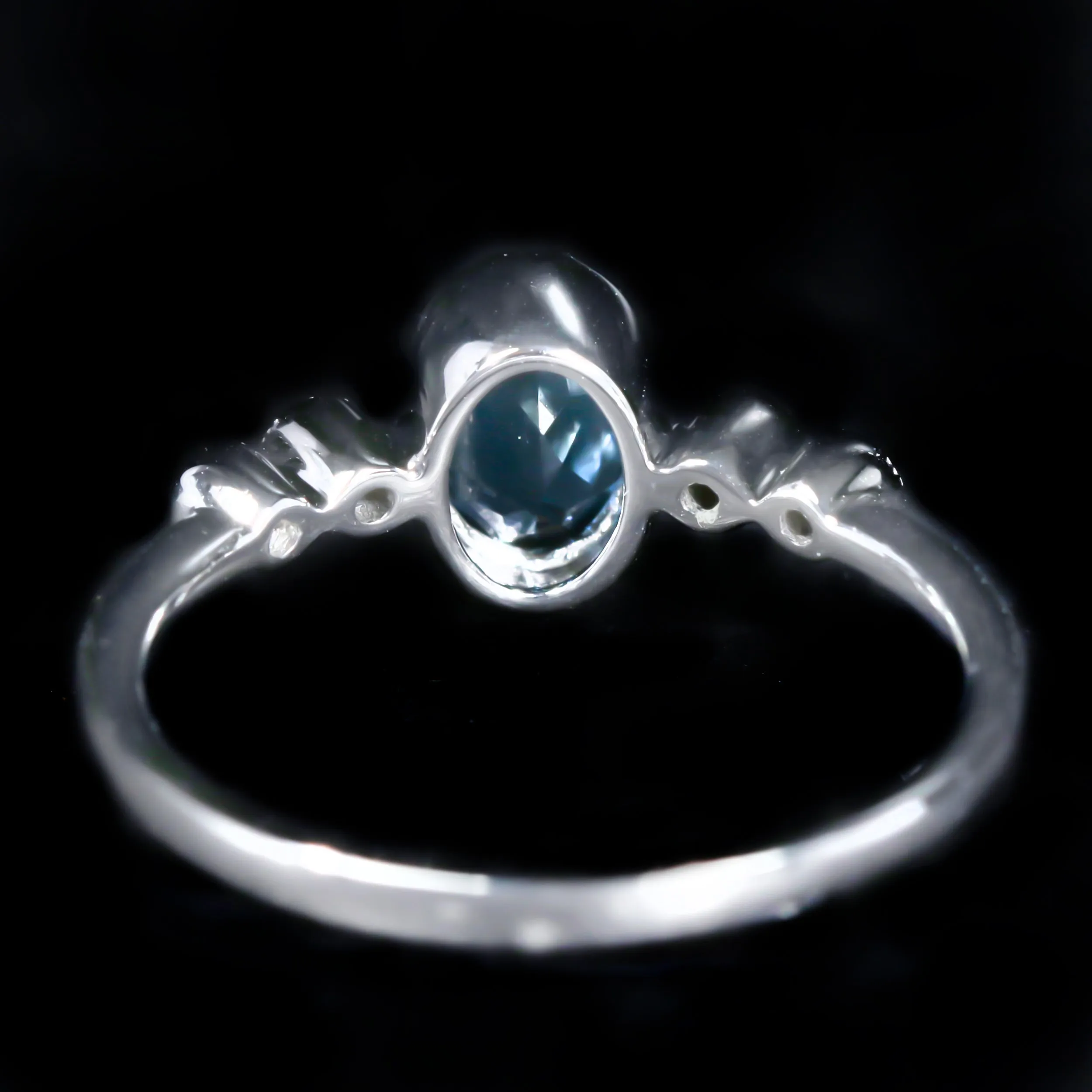 14K White Gold 0.90 Carat Blue Topaz and Diamond Ring