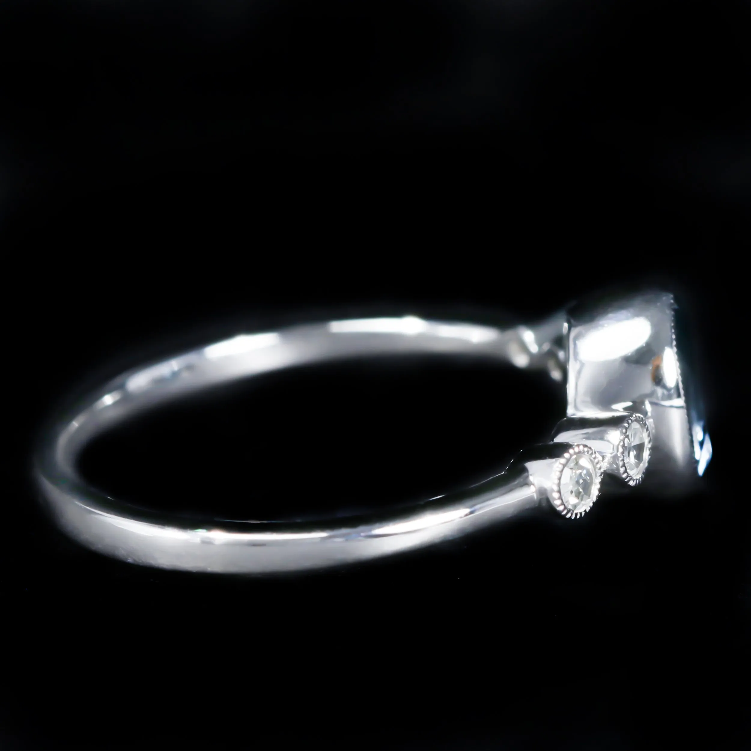 14K White Gold 0.90 Carat Blue Topaz and Diamond Ring