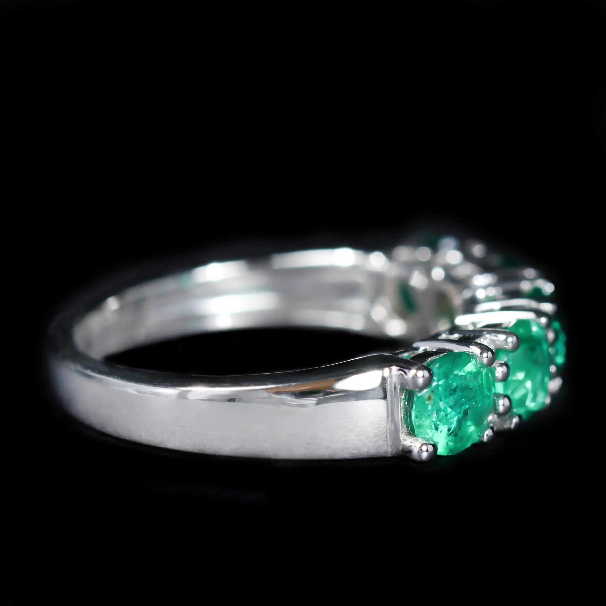 14K White Gold 1.60 CTW Emerald and Diamond Band