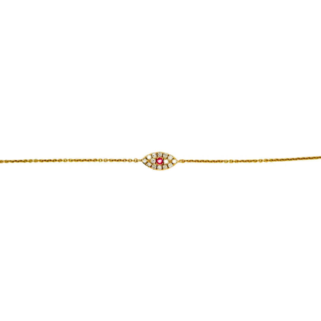 14kt gold Diamond Mini Evil Eye Bracelet