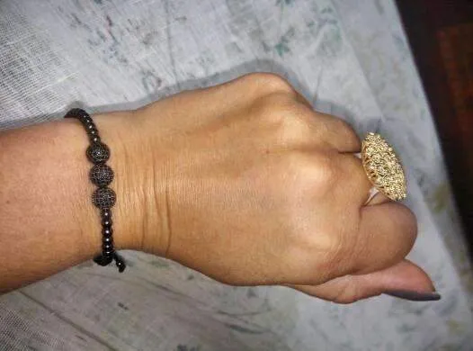 18K Gold Plated Beads 3 Diamond Ball Unisex Bracelet