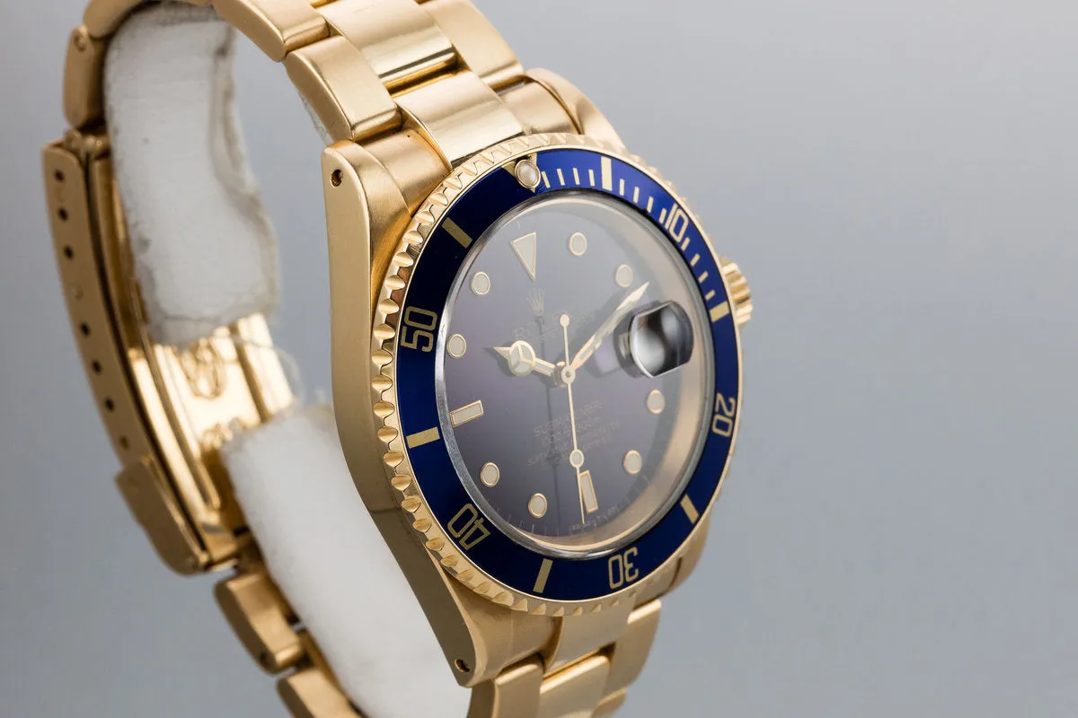 1989 Rolex 18K YG Submariner 16618 Purple Dial