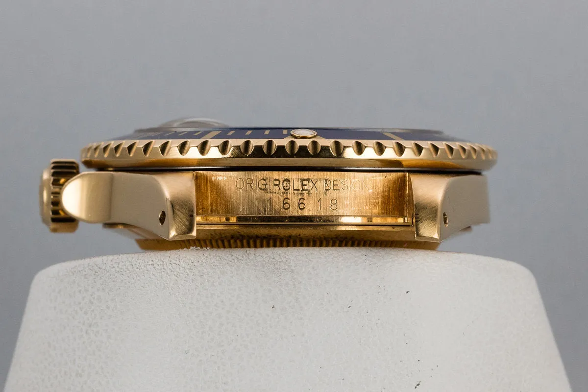 1989 Rolex 18K YG Submariner 16618 Purple Dial
