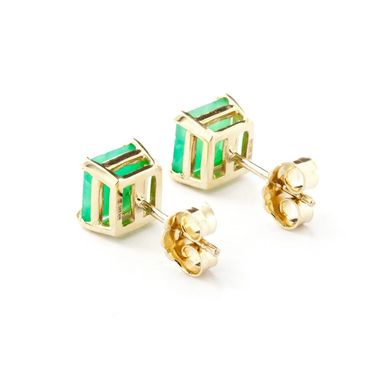 2.9 Carat 14K Solid Yellow Gold Woman A Mind Emerald Earrings
