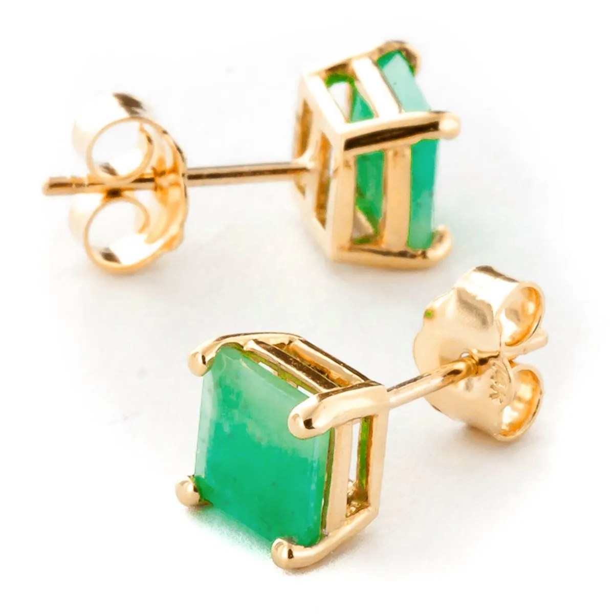 2.9 Carat 14K Solid Yellow Gold Woman A Mind Emerald Earrings