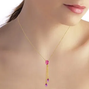 3.75 Carat 14K Solid Yellow Gold Necklace Pink Topaz