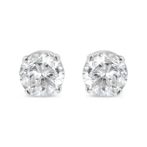 .925 Sterling Silver 1/10 Cttw Round Brilliant-Cut Diamond Classic 4-Prong Stud Earrings (H-I Color, I2-I3 Clarity)