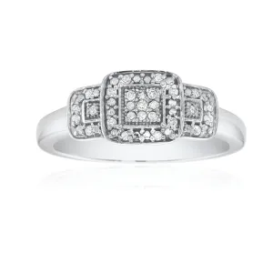 9ct White Gold Round Cut 0.10 Carat tw Diamond Ring