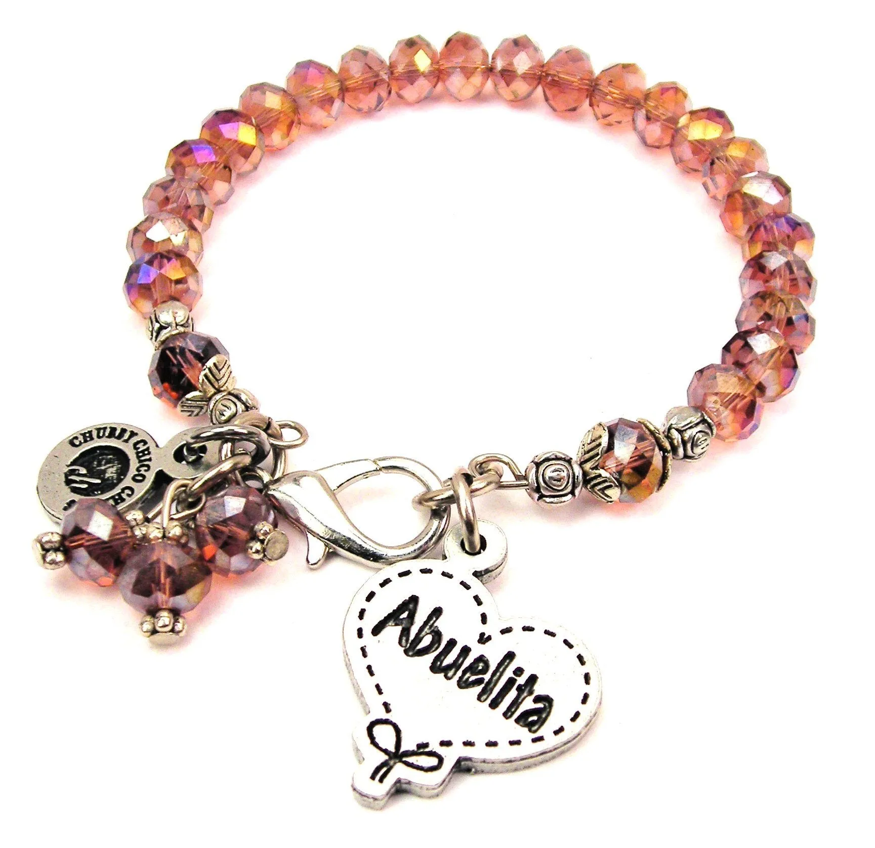Abuelita Quilted Heart Splash Of Color Crystal Bracelet