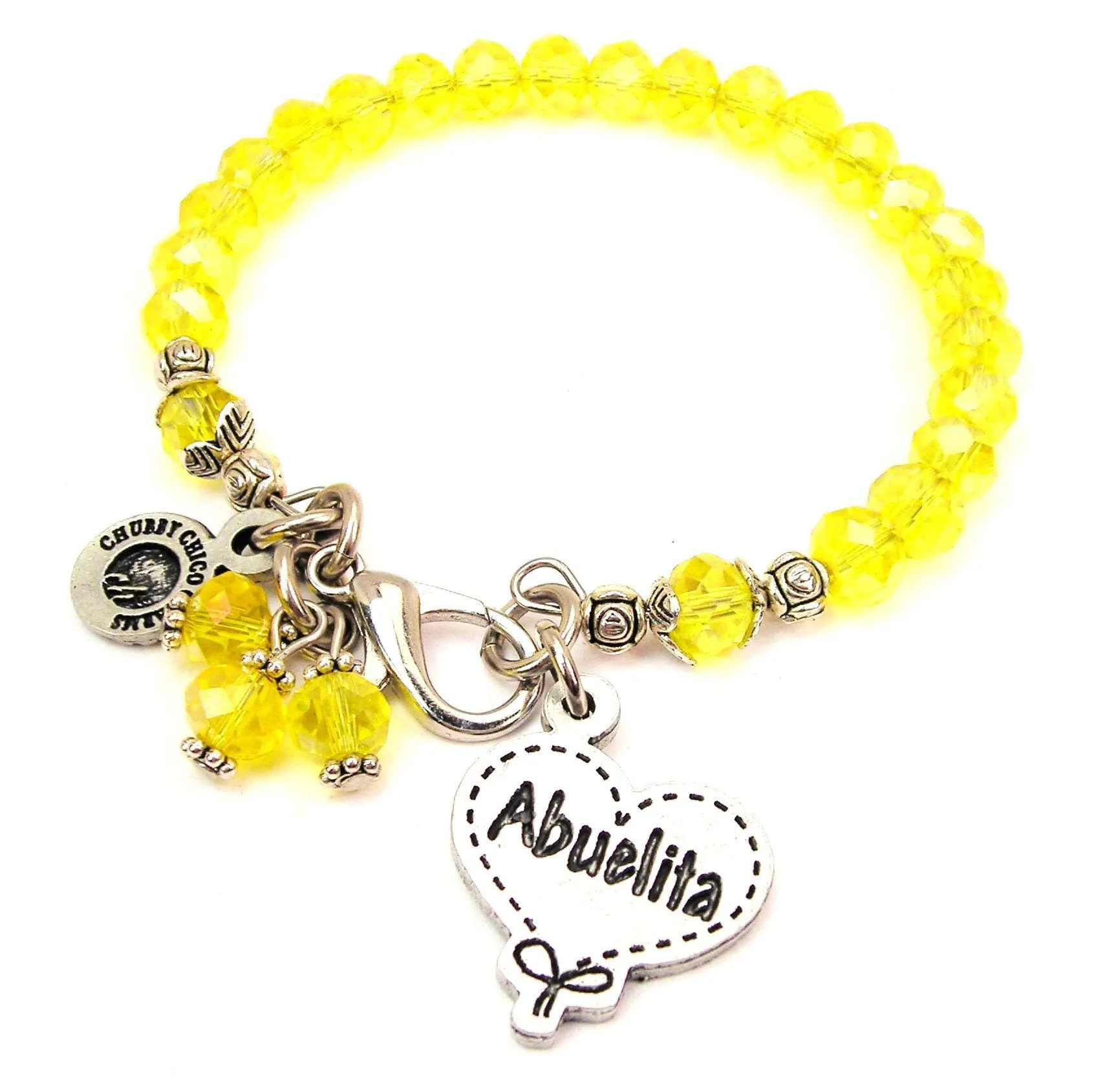 Abuelita Quilted Heart Splash Of Color Crystal Bracelet