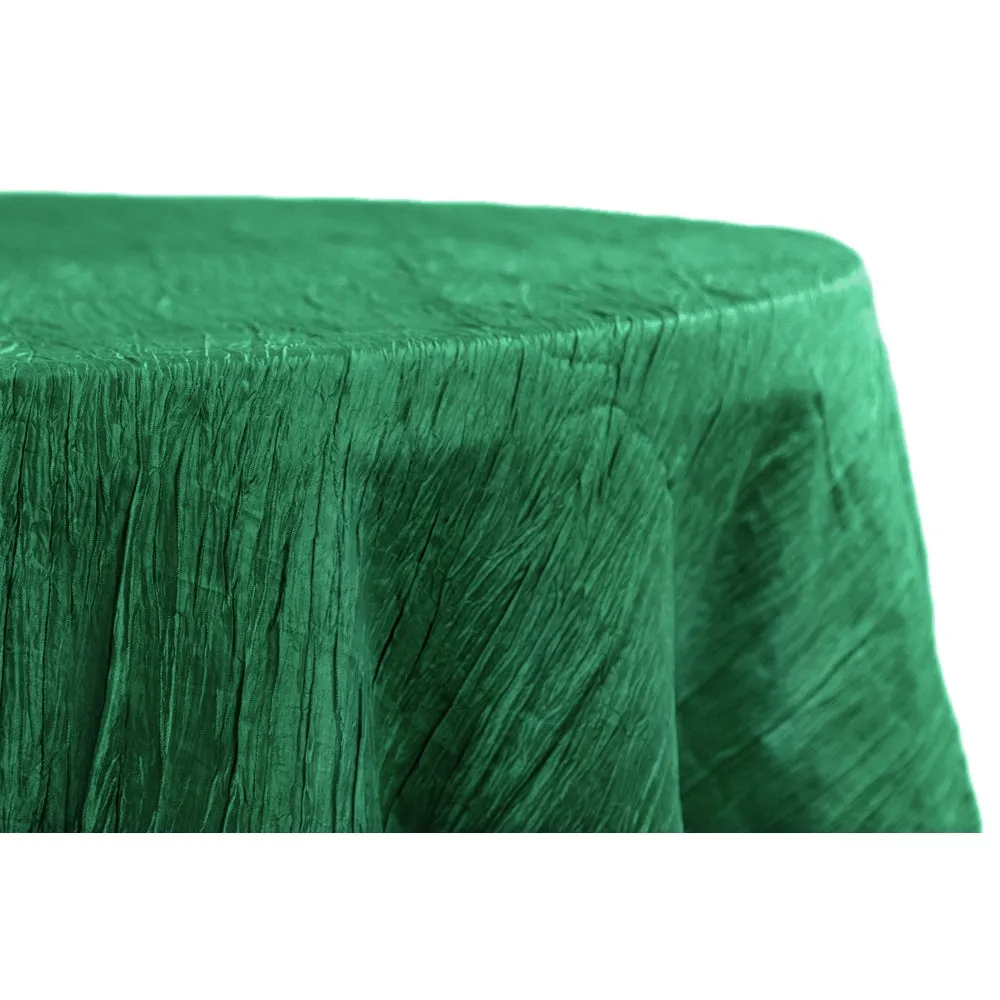 Accordion Crinkle Taffeta 132" Round Tablecloth - Emerald Green
