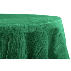 Accordion Crinkle Taffeta 132" Round Tablecloth - Emerald Green