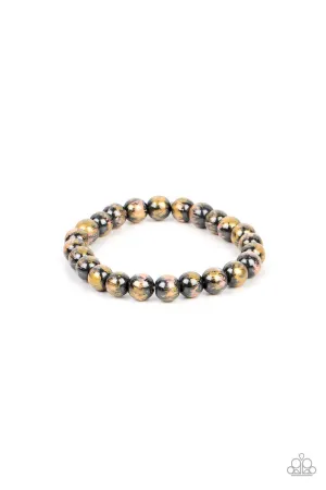 Astro Artistry - Pink - Speckled Paint Gunmetal Bead Paparazzi Stretchy Bracelet