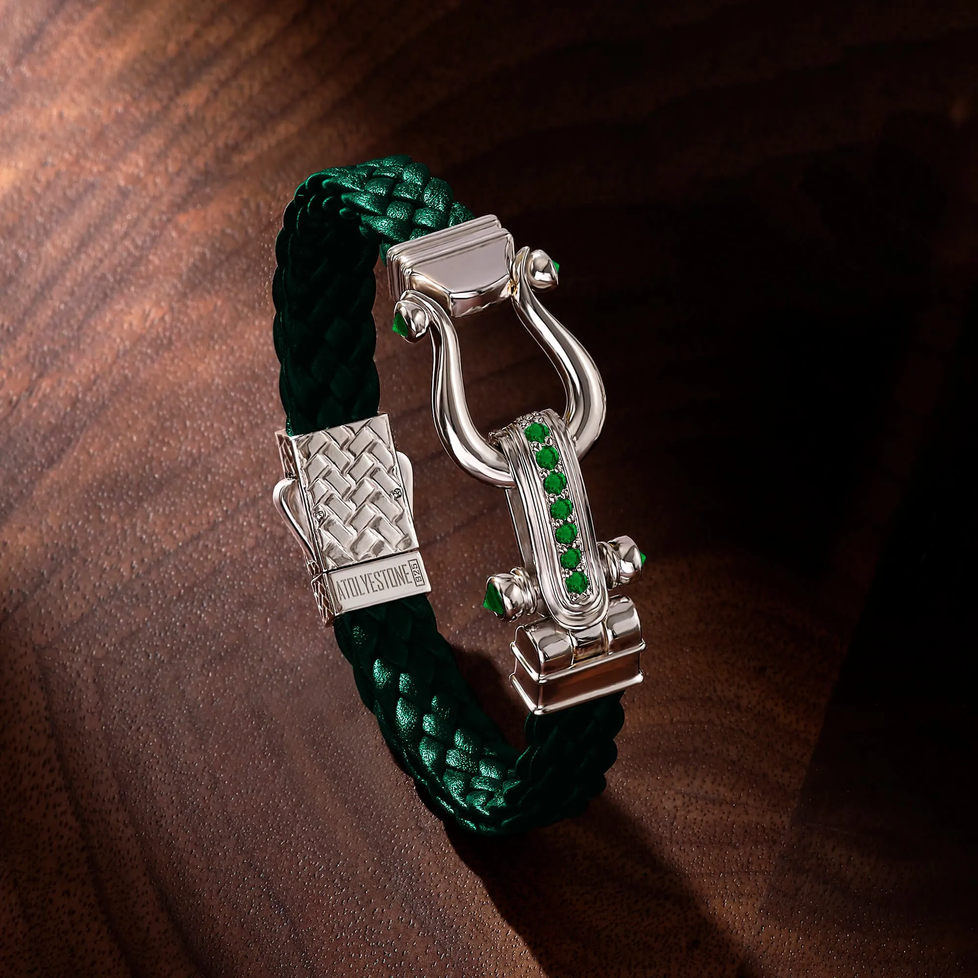 Atolyestone Iconic Emerald Leather Bracelet