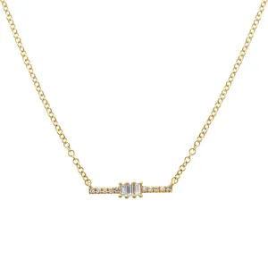 Baguette Bar Pendant Necklace