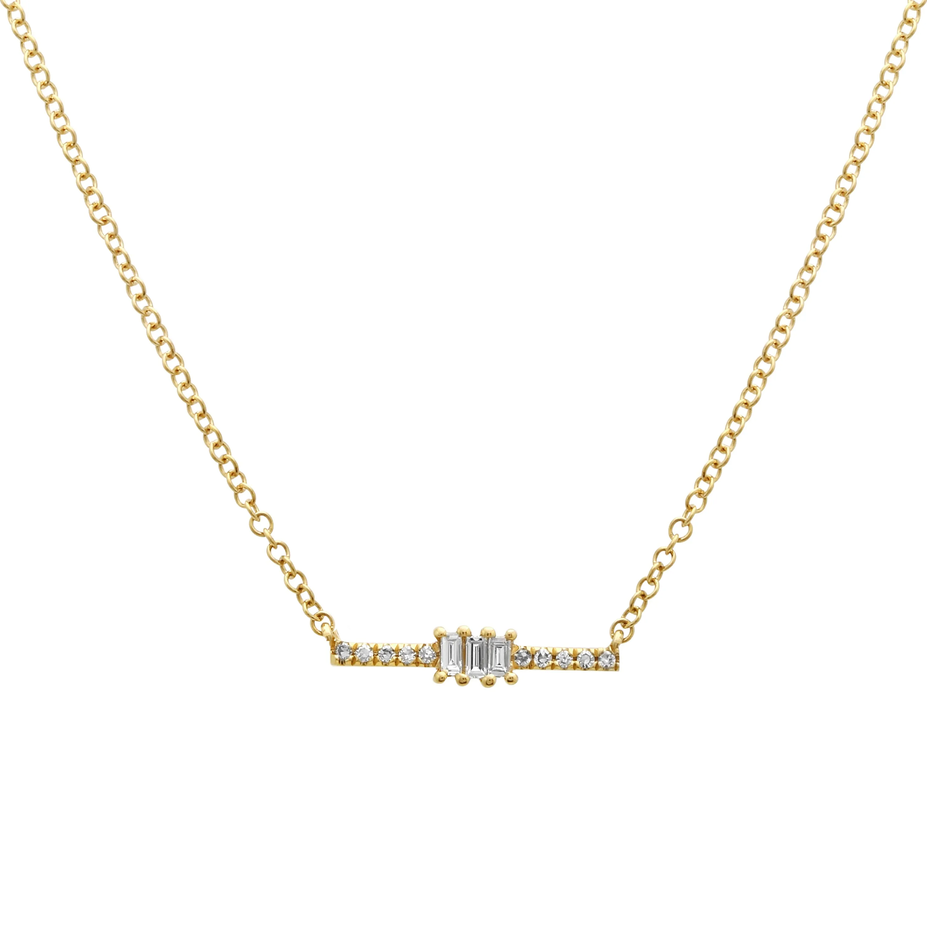 Baguette Bar Pendant Necklace