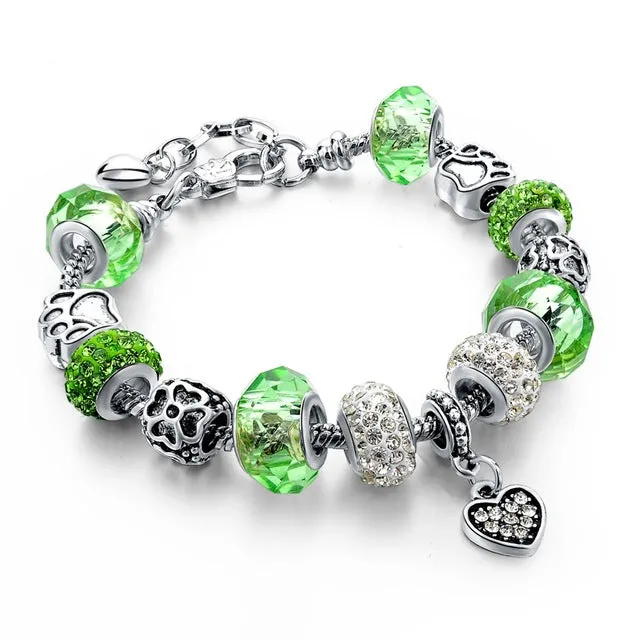 CHICVIE Silver color Crystal Charm Bracelets for Women With Purple Beads bracelets & bangles Love DIY Jewelry Bracelet Femme