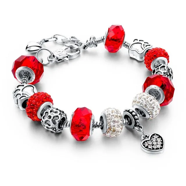 CHICVIE Silver color Crystal Charm Bracelets for Women With Purple Beads bracelets & bangles Love DIY Jewelry Bracelet Femme