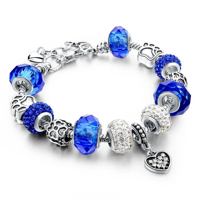 CHICVIE Silver color Crystal Charm Bracelets for Women With Purple Beads bracelets & bangles Love DIY Jewelry Bracelet Femme