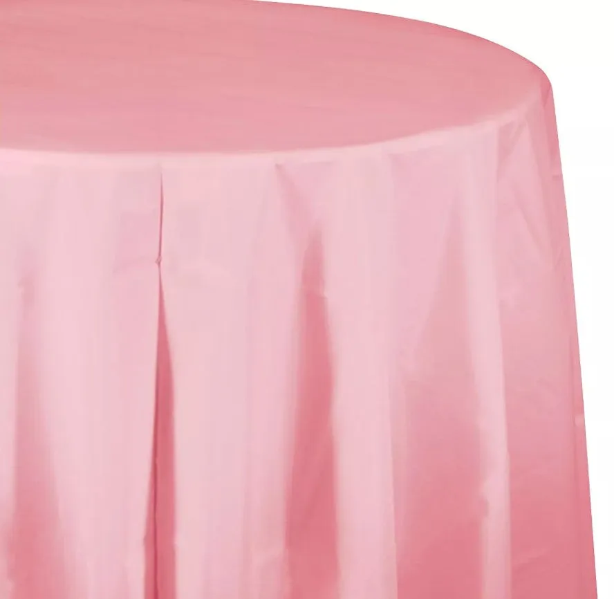 Classic Pink Round Plastic Table Cover 82" | 1 ct