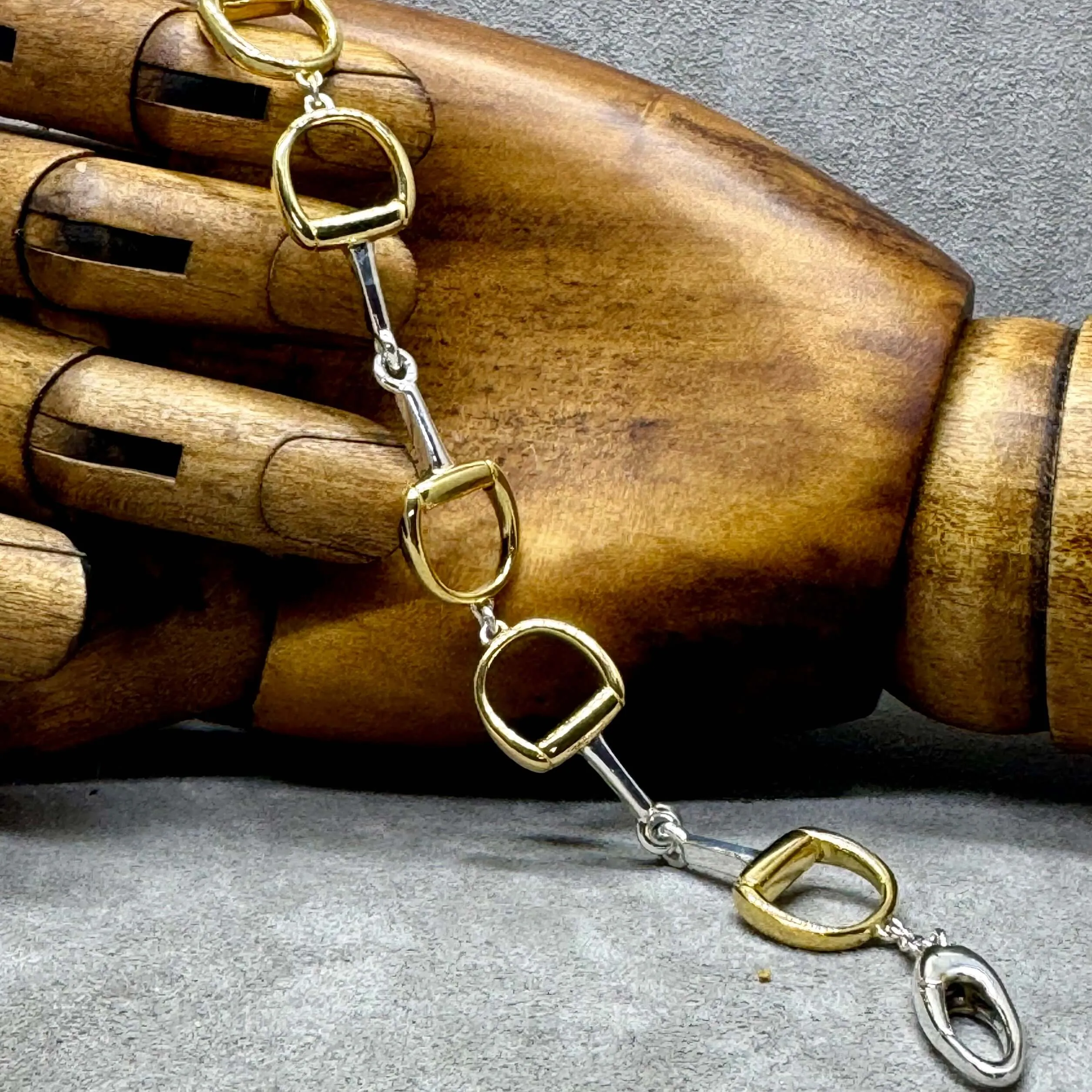 Classic Sterling Silver & Gold Snaffle Bracelet