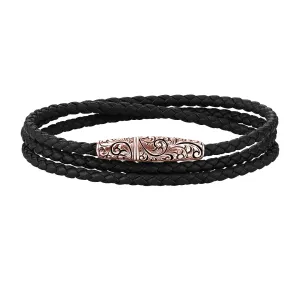 Classic Wrap Leather Bracelet - Solid Rose Gold
