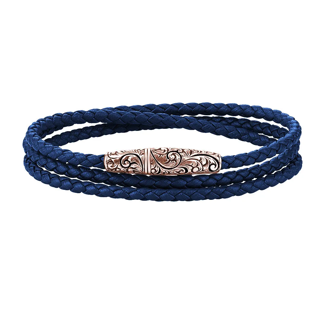 Classic Wrap Leather Bracelet - Solid Rose Gold