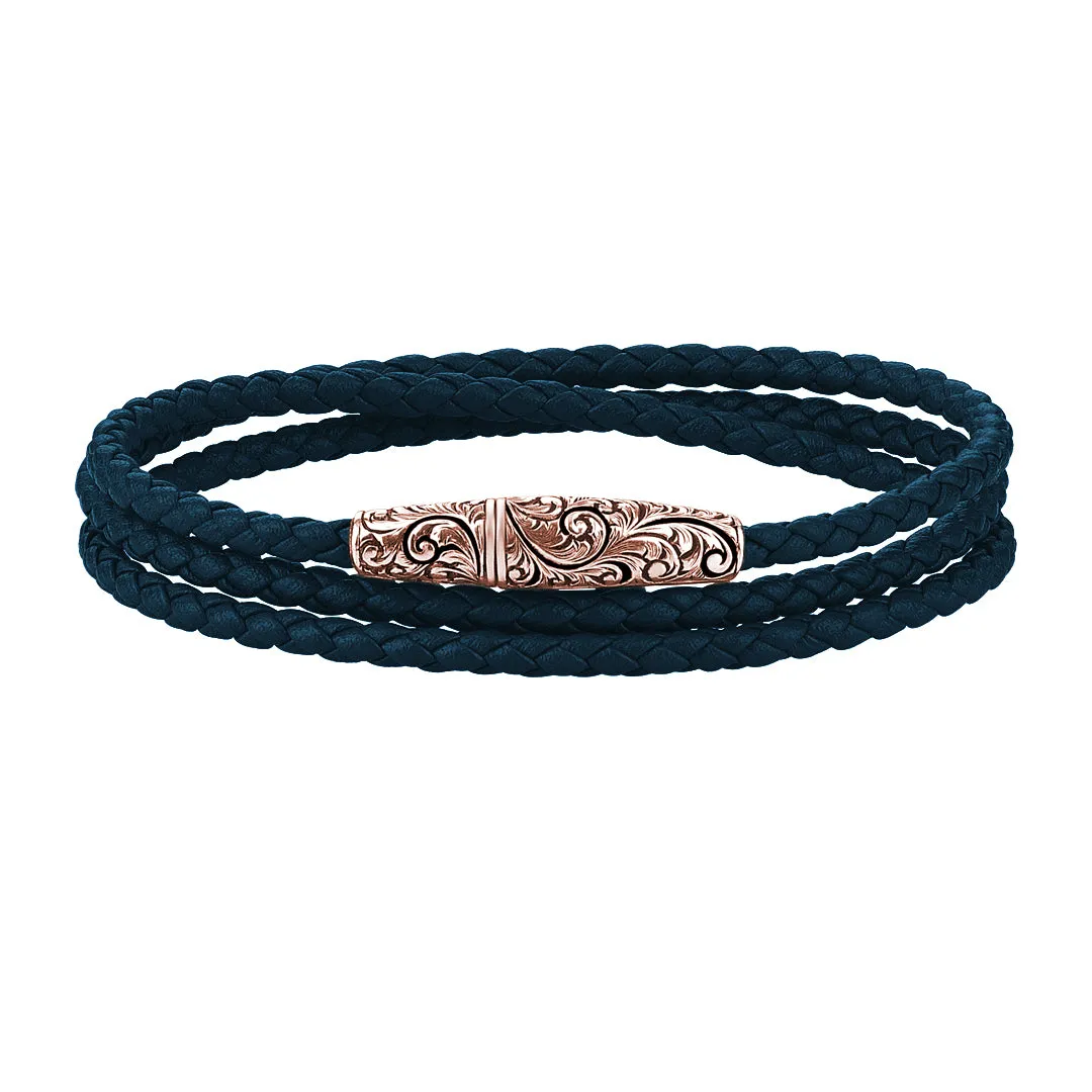 Classic Wrap Leather Bracelet - Solid Rose Gold