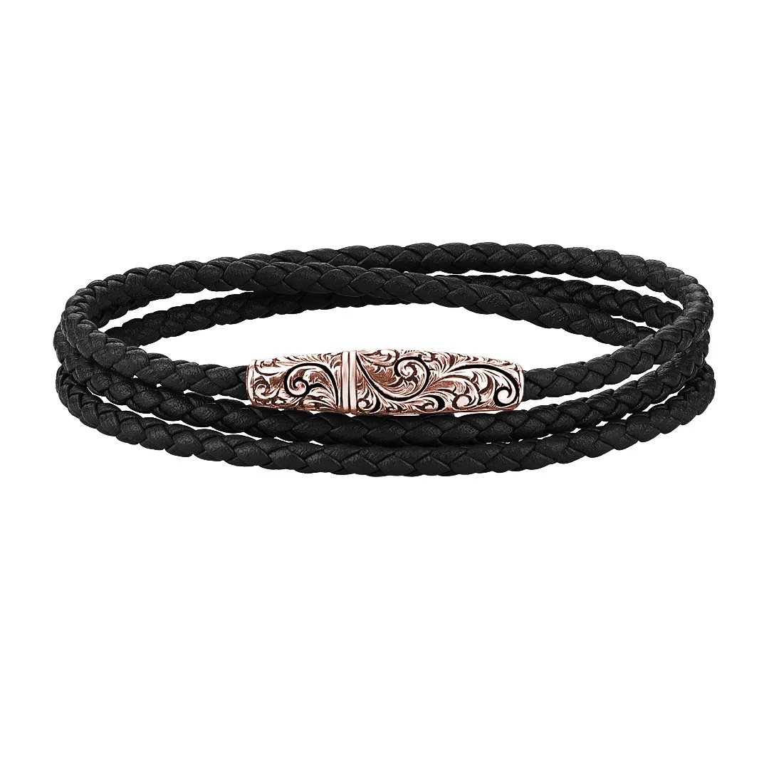 Classic Wrap Leather Bracelet - Solid Rose Gold