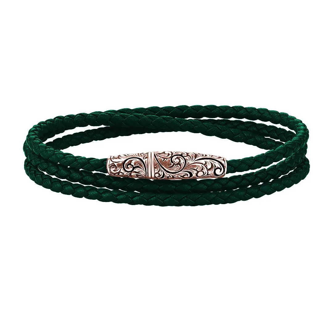Classic Wrap Leather Bracelet - Solid Rose Gold