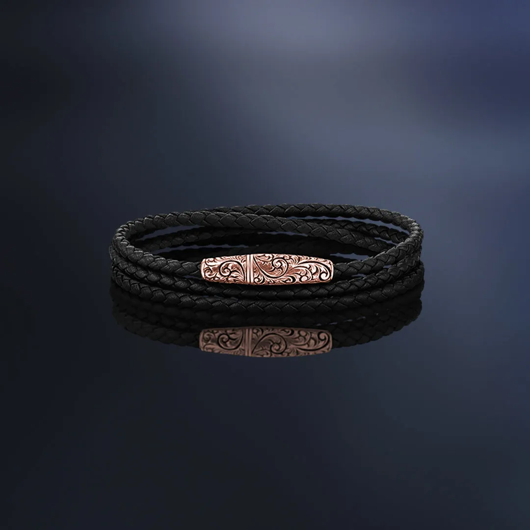 Classic Wrap Leather Bracelet - Solid Rose Gold