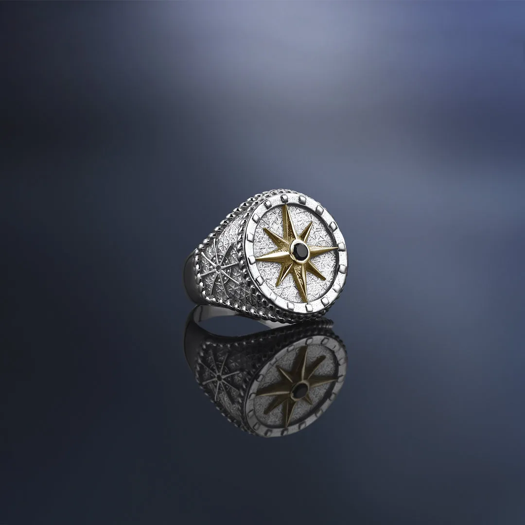 Compass Ring With Solid Gold