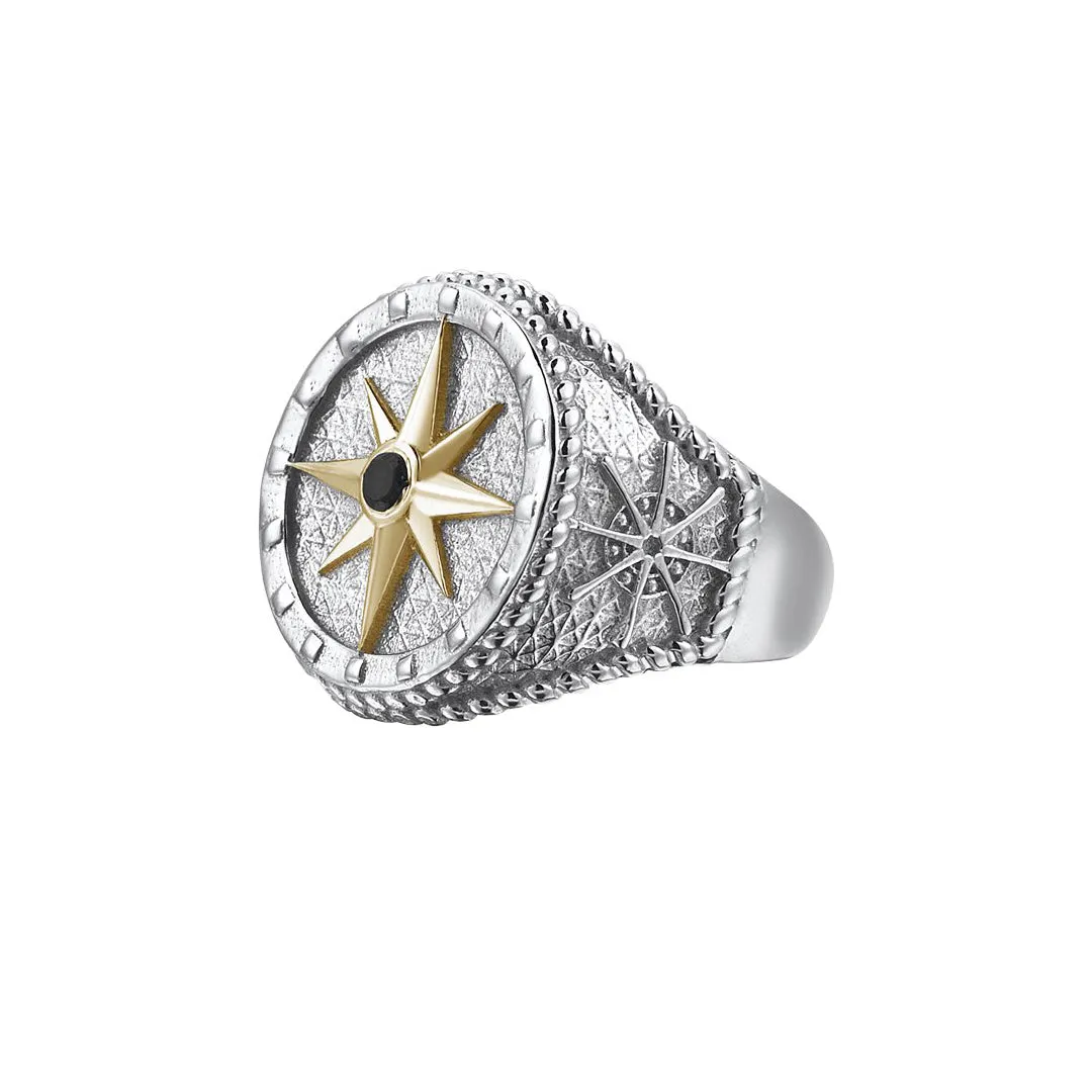 Compass Ring With Solid Gold