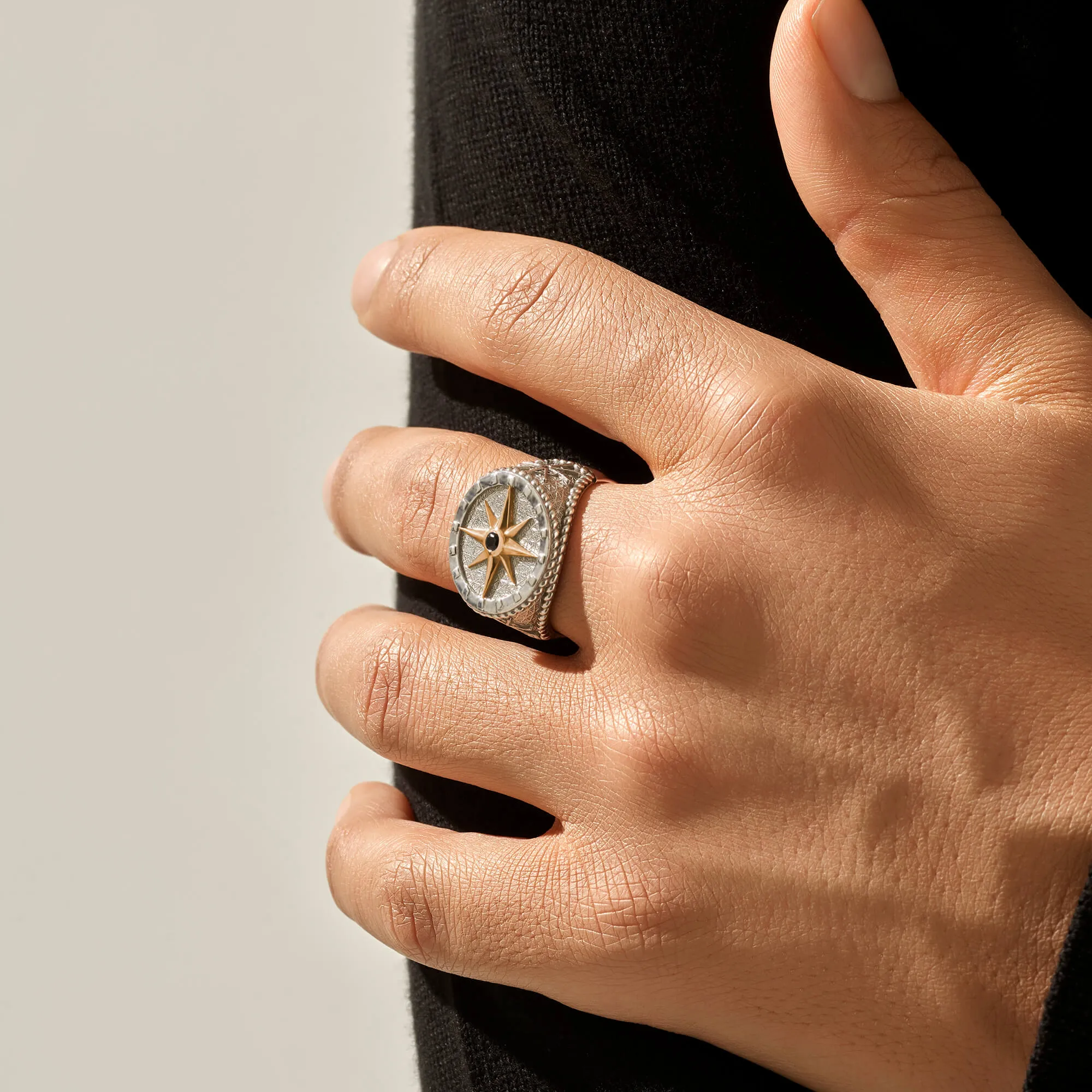 Compass Ring With Solid Gold