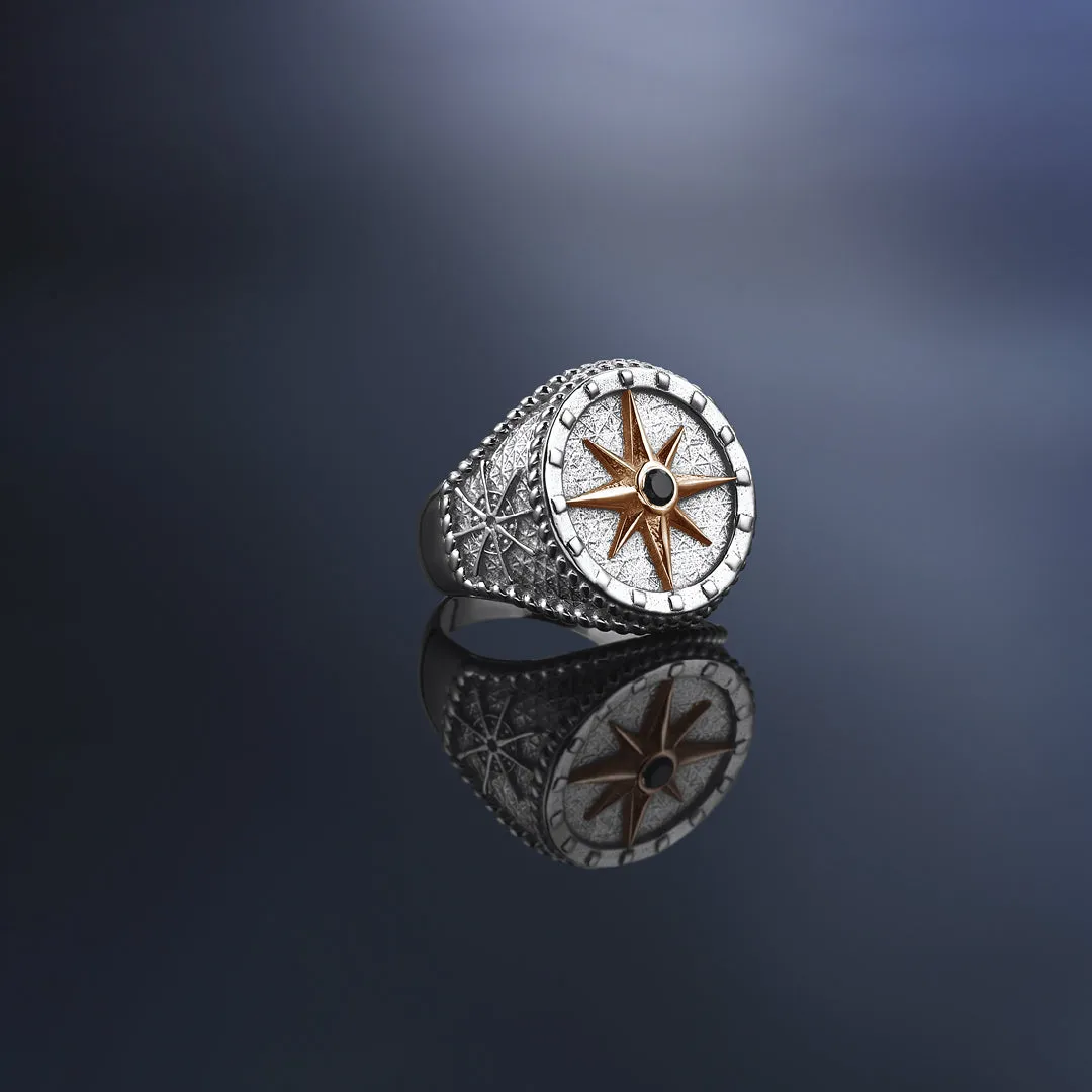 Compass Ring With Solid Gold