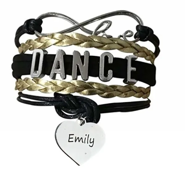 Custom Engraved Dance Infinity Bracelet - Pick Colors