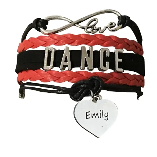 Custom Engraved Dance Infinity Bracelet - Pick Colors