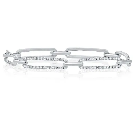 Diamond Links Elongated Paperclip Bracelet