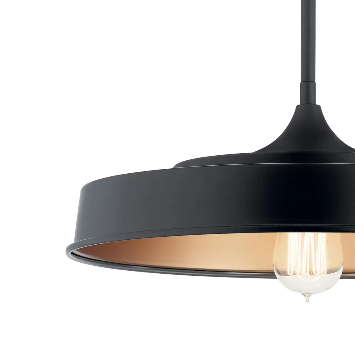 Elias 16" 1-Light Convertible Pendant Light with Metal Dome Shade, Black Finish