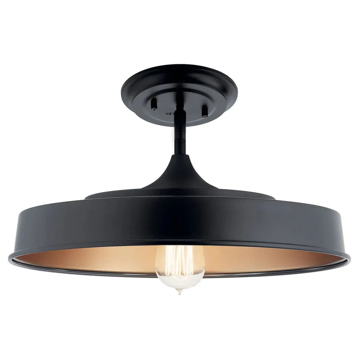 Elias 16" 1-Light Convertible Pendant Light with Metal Dome Shade, Black Finish