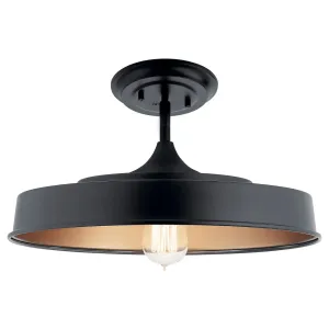 Elias 16" 1-Light Convertible Pendant Light with Metal Dome Shade, Black Finish