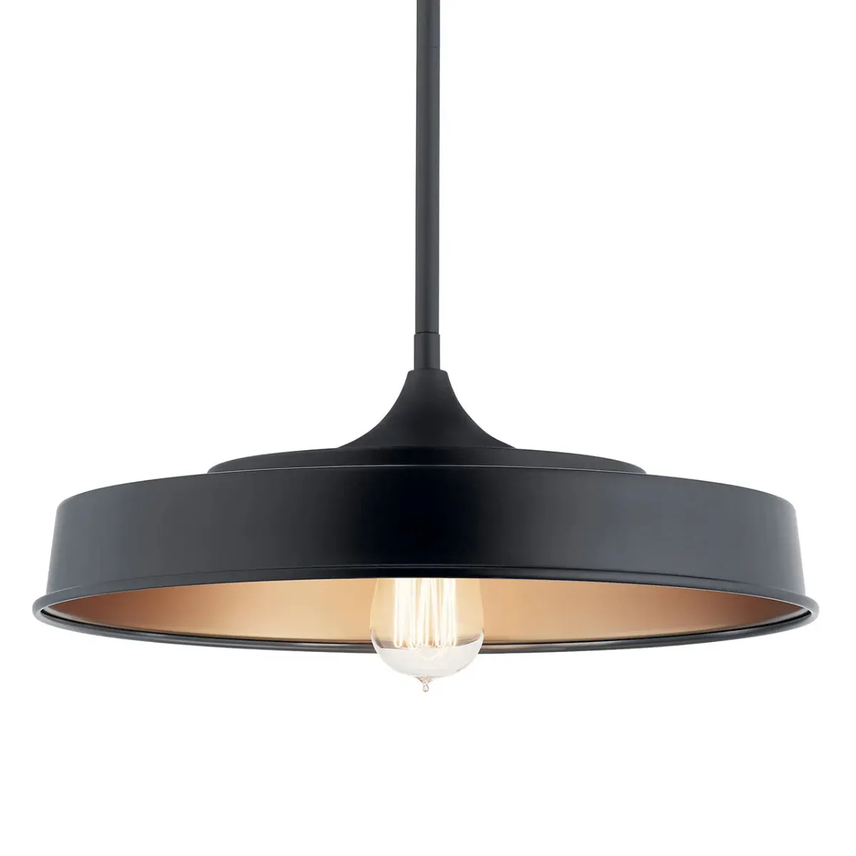 Elias 16" 1-Light Convertible Pendant Light with Metal Dome Shade, Black Finish